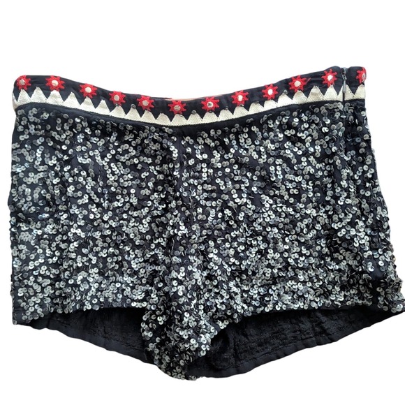 Free People WILDHEART by Eternal Sunshine Creations Sequin Shorts Black Sz SMALL - Picture 3 of 8